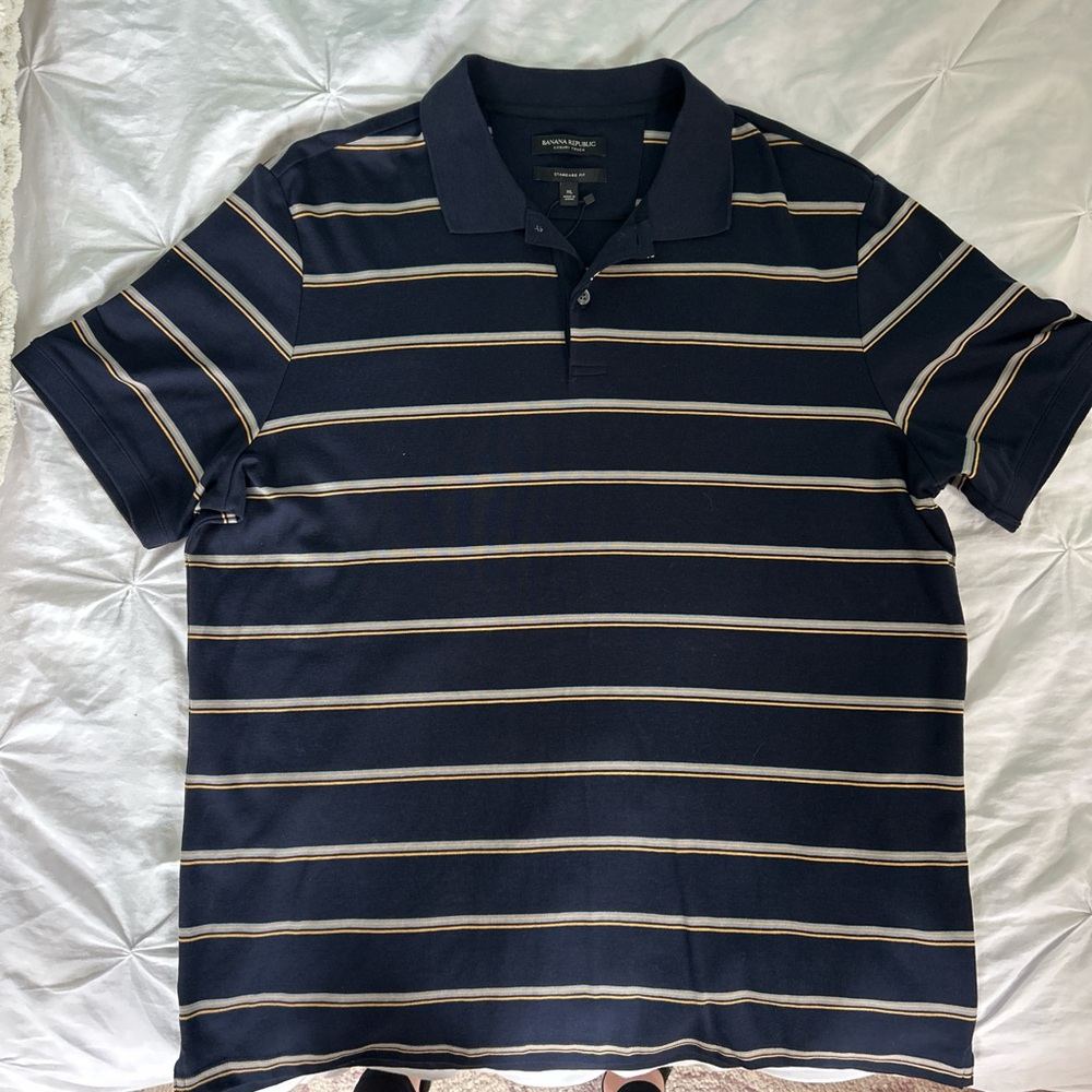 Banana Republic Navy Stripe Polo